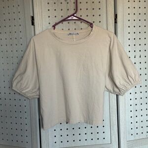 Zara Beige Short Sleeve Top